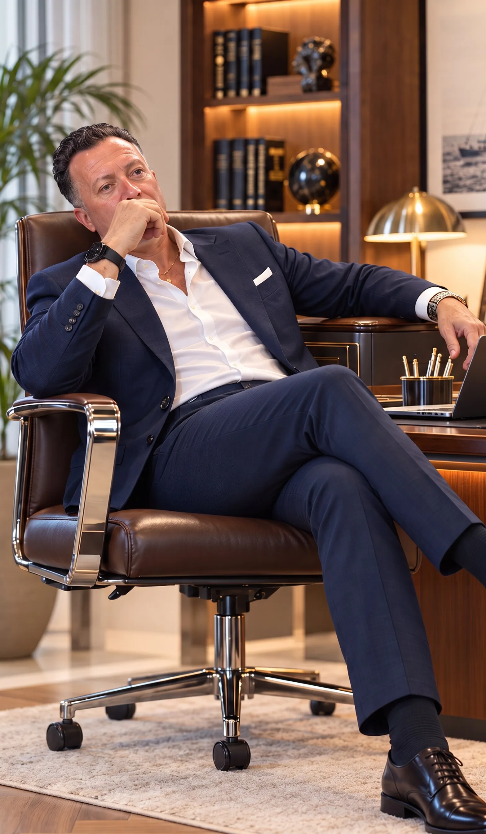 Antonio Bortolotti, co-fondatore di Caldaia Pronta, seduto alla scrivania nel suo ufficio